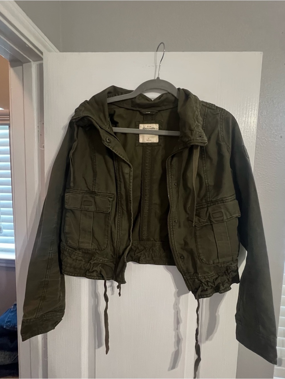 Abercrombie & Fitch Olive Green Drawstring Utility Jacket